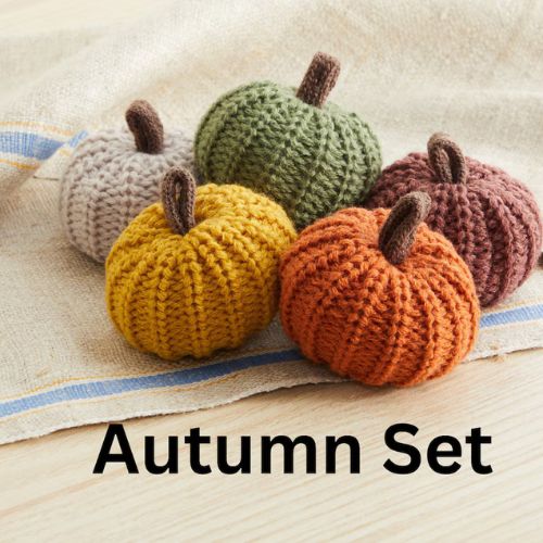 Mini Knit Pumpkins -Autumn Bowl Fillers